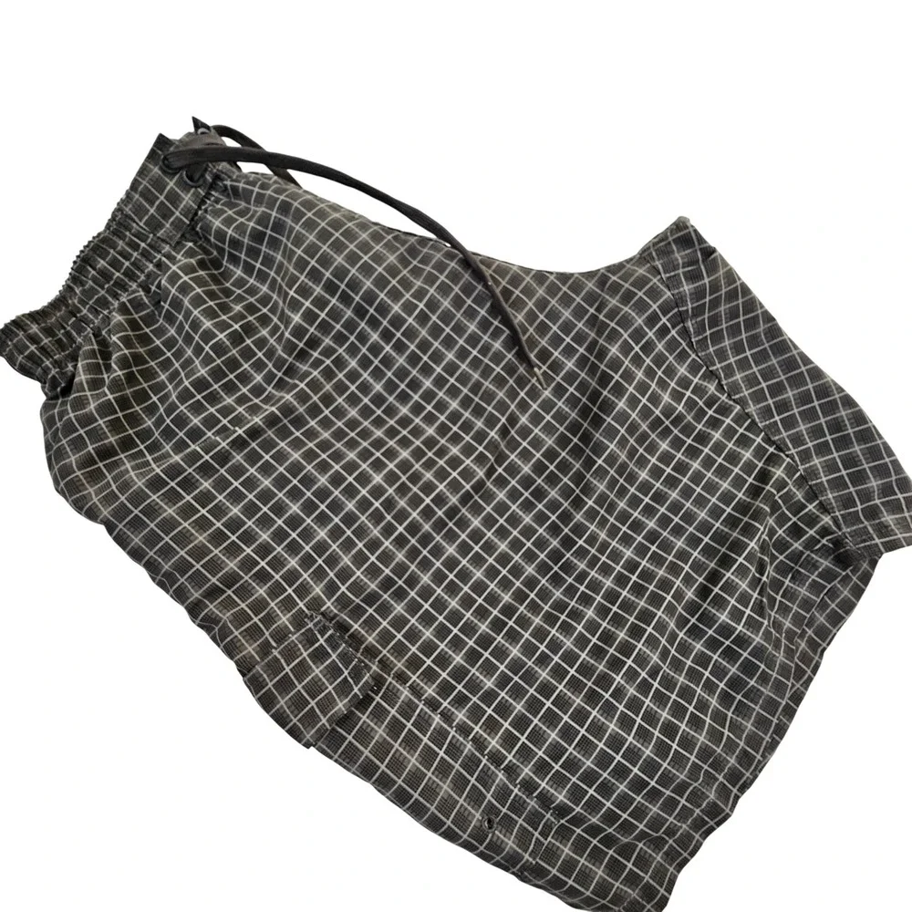 RS‎ Surf Mens Board Shorts Grey White Grid Mesh Lined Cargo Swim Trunks Size L